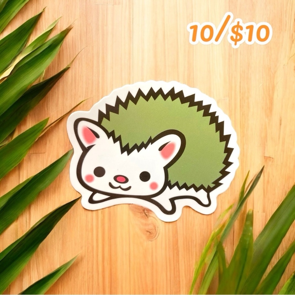 Cute Hedgehog Vinyl Sticker – Kawaii Animal Sticker – Green Spikes